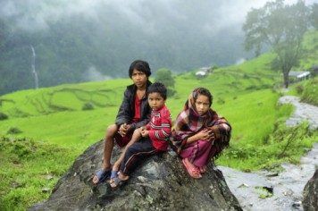 Nepalese children after the earthquake. 